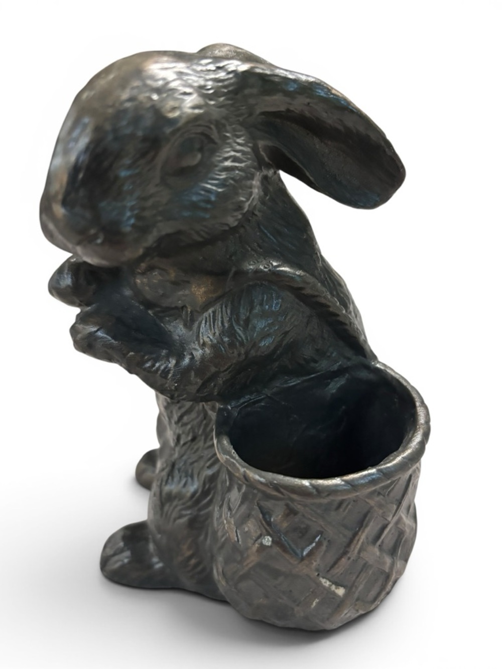 Bunny Rabbit with baskets. Decorative resin dark Bunny Planter 6.5” x 5” - Picture 7 of 11